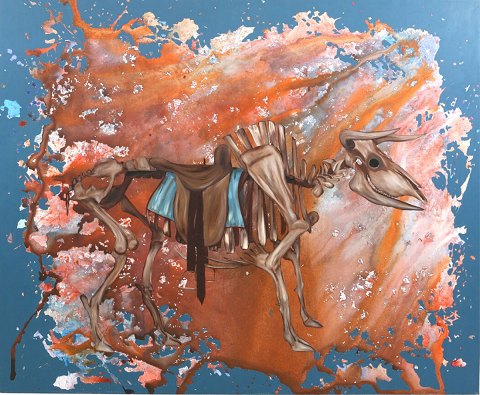 "Oblivion" Flot stor komposition i akryl farver, maleriet er uindrammet.