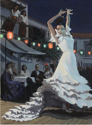 "Dansende kvinde" Olie maleri på lærred.