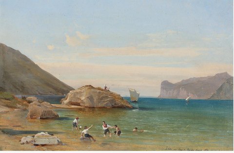 "Torbole ved Lago di Garda" Olie maleri på malepap, maleriet er lige blevet renset hos professionel.