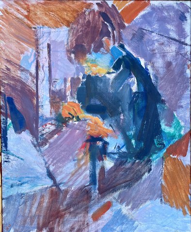 "Interiør med en af kunstnerens døtre, Henriette" Olie maleri på lærred.