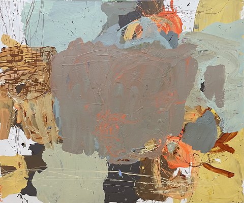 "Komposition" Oliemaleri uden ramme.