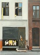 "Gadeparti" Olie maleri på plade.