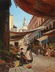 "Markedsscene fra Venedig" Olie maleri på lærred.