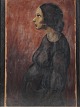 "Portræt af kunstnerens hustru Helga" Olie på plade gemt bag glas.