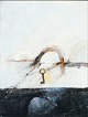 "Nøgle" Akryl collage på pap.
